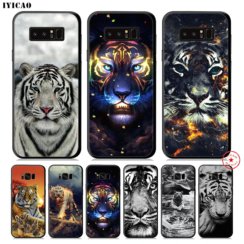 IYICAO Abstract Tiger White Soft Phone Case for Samsung Galaxy S10e S10 S9 S8 Plus S6 S7 Edge Note 10 9 8 |
