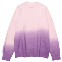 2019 Autumn Winter New Loose Gradient Color Thick Sweater Women Round Neck Casual Pullover Top Gray Orange Green O-Neck Clothing 2019 Autumn Winter New Loose Gradient Color Thick Sweater Women Round Neck Casual Pullover Top Gray Orange Green O-Neck Clothing