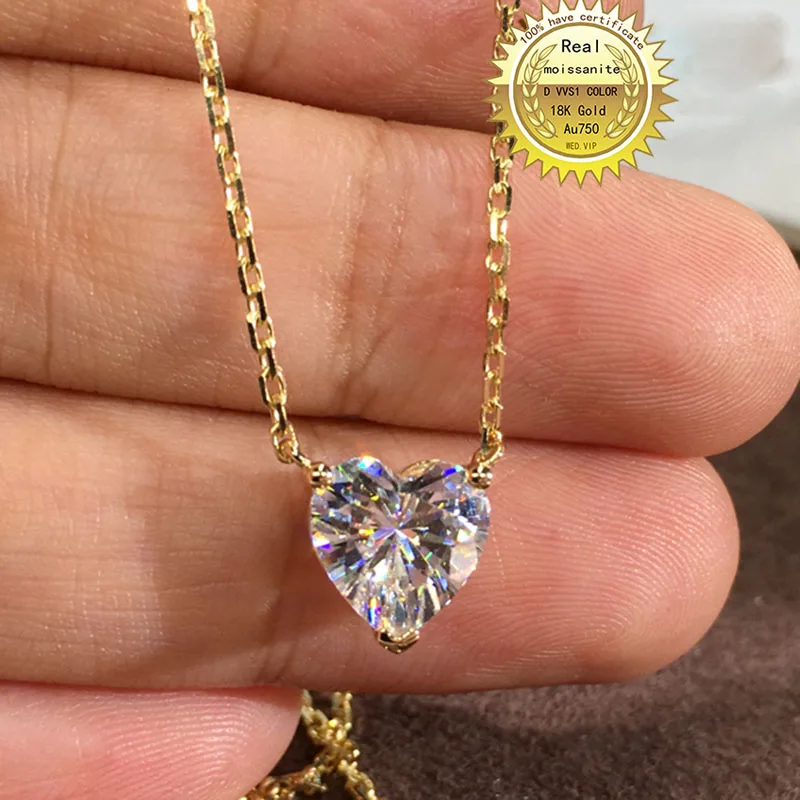 

Solid Au750 18K gold Necklace 2ct moissanite Diamond DVVS color With national certificate