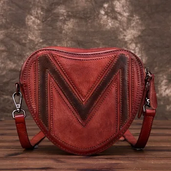 

2020 new head layer cowhide casual heart shape shoulder bag women bag