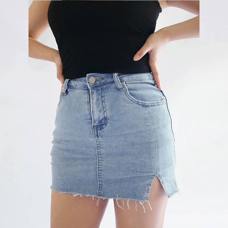 WOMENGAGA New High Waist Thin Wool Side Slit Denim Mini Skirt Hot Sexy Autumn Base Skorts Sweet Girl Female Kroean A215 | Женская одежда