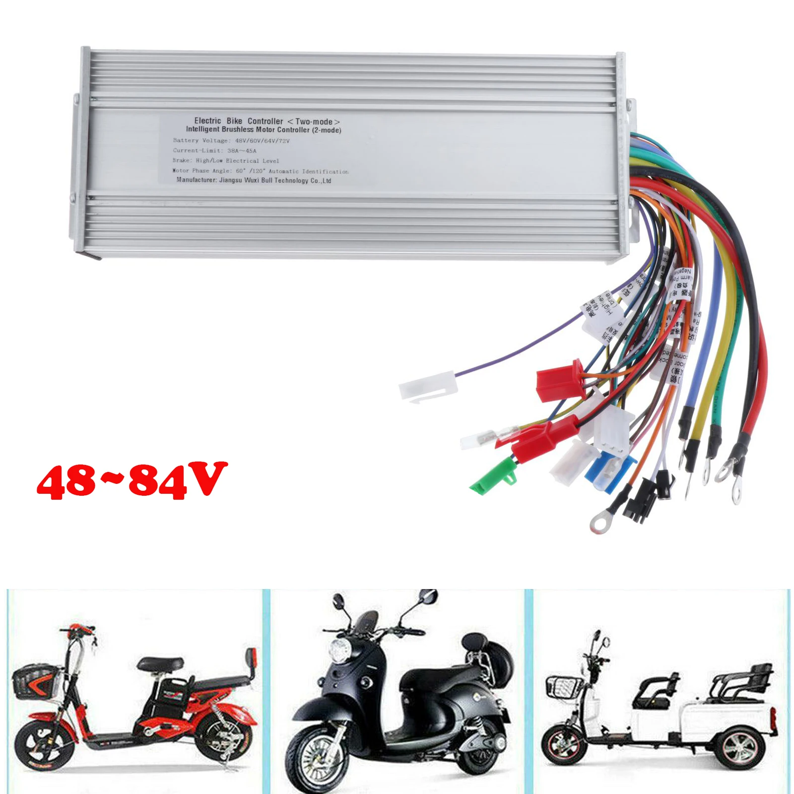 48V 72V 1500w Brushless Motor Electric Vehicle Controller with 18 Mosfets E-Bike Electric Scooter Convert Refit Component