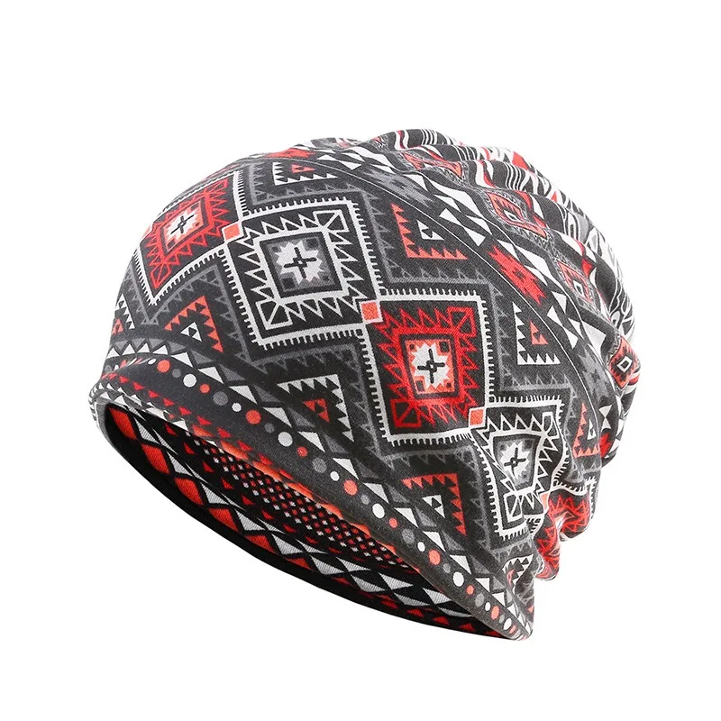 WZCX Геометрические печати Skullies бини Многофункциональный эластичность Регулируемый Хип Хоп унисекс держать теплый шарф зимняя шапка