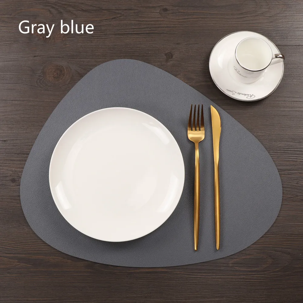 Gray blue Коврик для посуды из искусственной кожи в скандинавском стиле, водонепроницаемый нескользящий теплоизоляционный коврик для стола, креативный коврик для чаши - Цвет: Gray blue