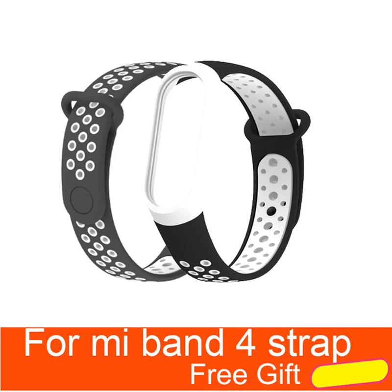 black white Для Xiaomi mi Band 4 ремешок Смарт аксессуары Замена водонепроницаемый двойной цвет силиконовый браслет для mi Band 4 NFC ремешок - Цвет: black white