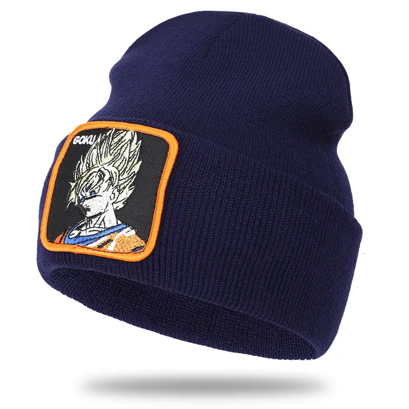GOKU Dragon Ball Vegeta, высококачественные хлопковые повседневные шапочки для мужчин и женщин, теплая вязаная шапка, модная шапка унисекс, Gorras Para Hombre - Цвет: C3-navy blue