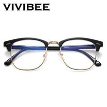 

VIVIBEE Classic Semi Rimless Anti Blue Light Glasses Men Square Ray Filter Eyeglasses Frames Computer Women Gaming Goggles