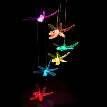 

Solar Color Changing Led Light Dragonfly Wind Chimes Home Garden Outdoor Decor