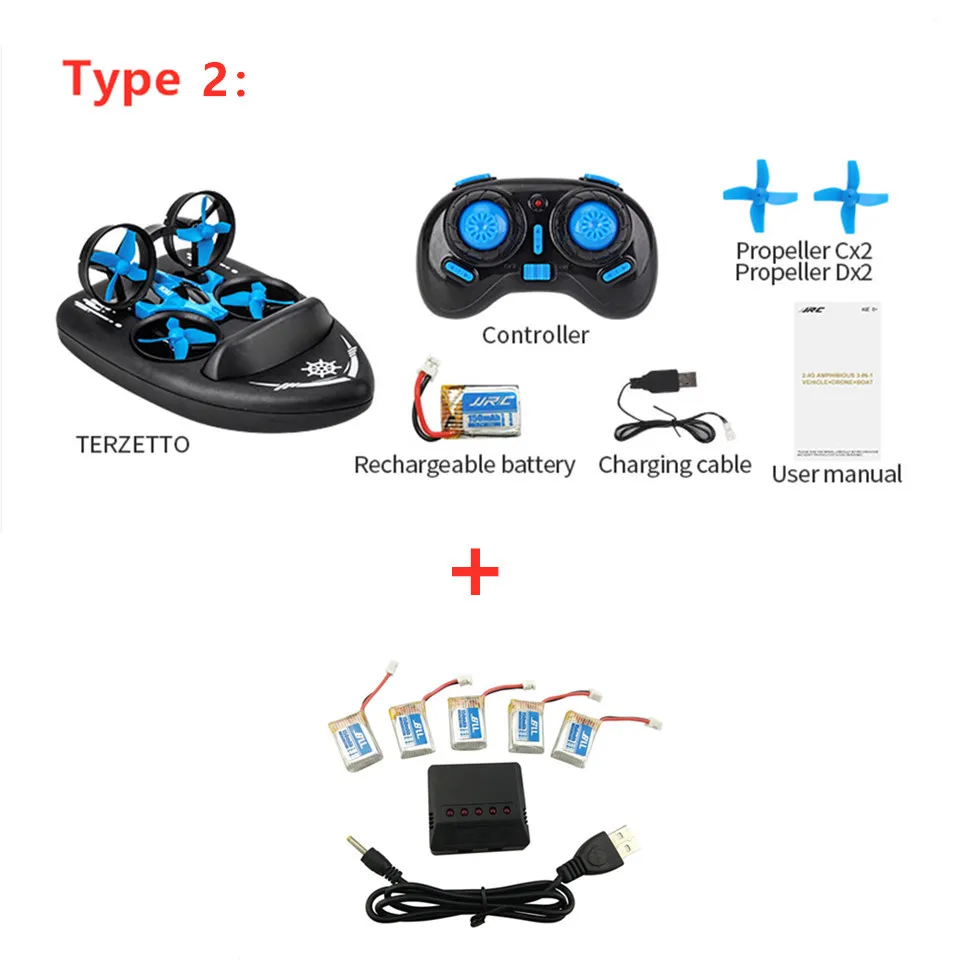 JJRC H36F Terzetto 1/20 3 в 1 Радиоуправляемый автомобиль Летающий беспилотник Land Driving Boat 3,7 в 150 мАч Квадрокоптер модель игрушки крошечный вуп Модернизированный H36 - Цвет: Type 2