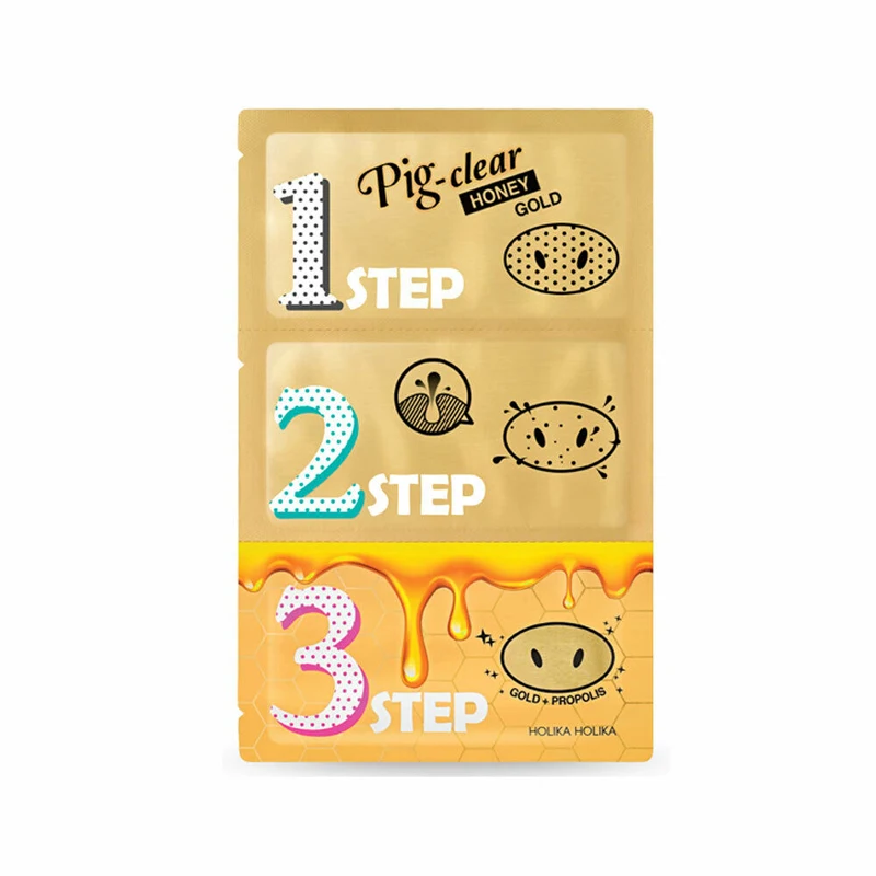 HOLIKA HOLIKA Pig Nose Clear Black Head 3 Step Kit Honey Acne Treatment Nose Oil-control Nose Whitening Cream Korea Cosmetics 30ml 1 oz flat square amber clear white black blue glass bottle e liquid perfume dropper essential oil bottles 20pcs