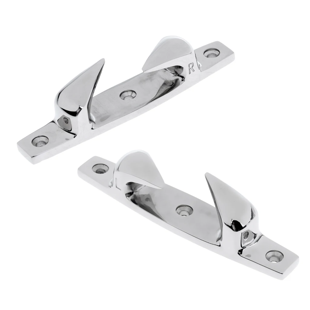 2pcs 316 Stainless Steel Skean Boat Yacht Deck Line Dock Anchor Rope Cleat Chock Left & Right - 4.7 inch 12cm