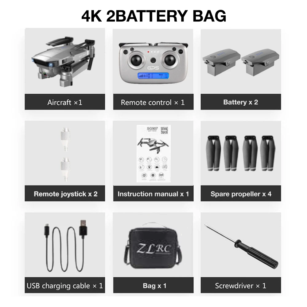 SG907 Дрон 4k камера X50 зум широкий анти-встряхивание 5G wifi FPV Gesture фото gps Профессиональный Дрон RC вертолет Квадрокоптер Рождество - Цвет: 5G 4K GPS 2B BAG