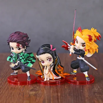 

Demon Slayer Kimetsu No Yaiba Kamado Tanjirou / Nezuko / Rengoku Kyoujurou Mini PVC Figures Q Posket Toys 3pcs/set