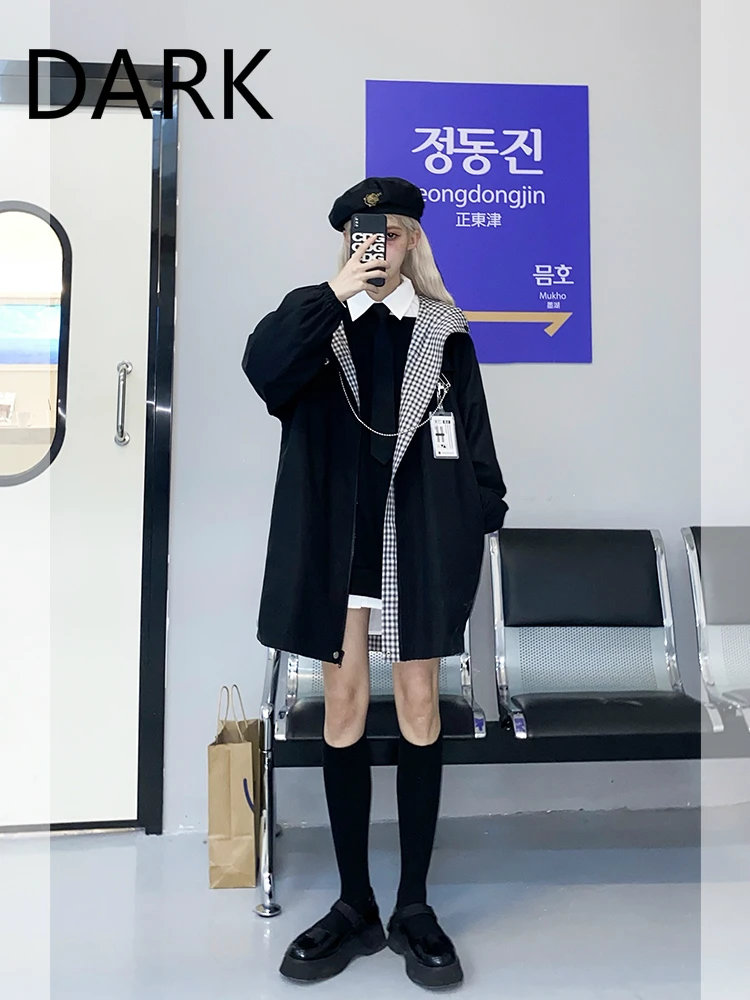 

DARK Design Sense Hooded Padded Jacket Women's 2020 Autumn And Winter New Style Plaid Cotton Jacket On Both Sides