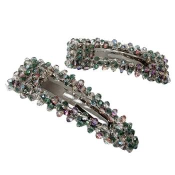 

2pcs Hair Clips Elegant Popular Rhinestone Chic Crystal Headwear Bang Clips Hairpins for Girls Women Students Ladies