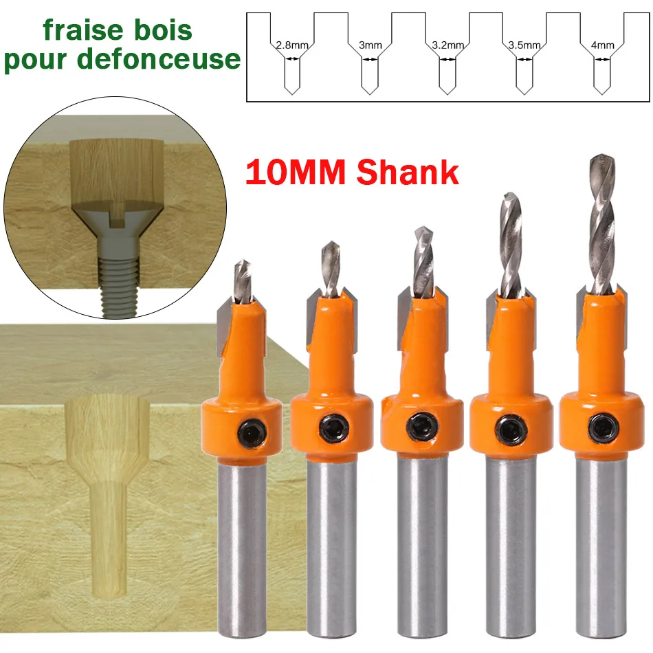 

1PC 10mm Shank Drill Bit HSS Woodworking Countersink Router Bit Set Screw Extractor Remon Demolition for Wood Milling Cutter