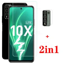 2in1 koruyucu için huawei onur 10x lite ekran koruyucu kamera Lens temperli cam honor10xlite kapak onur 10 x lite kılıf
