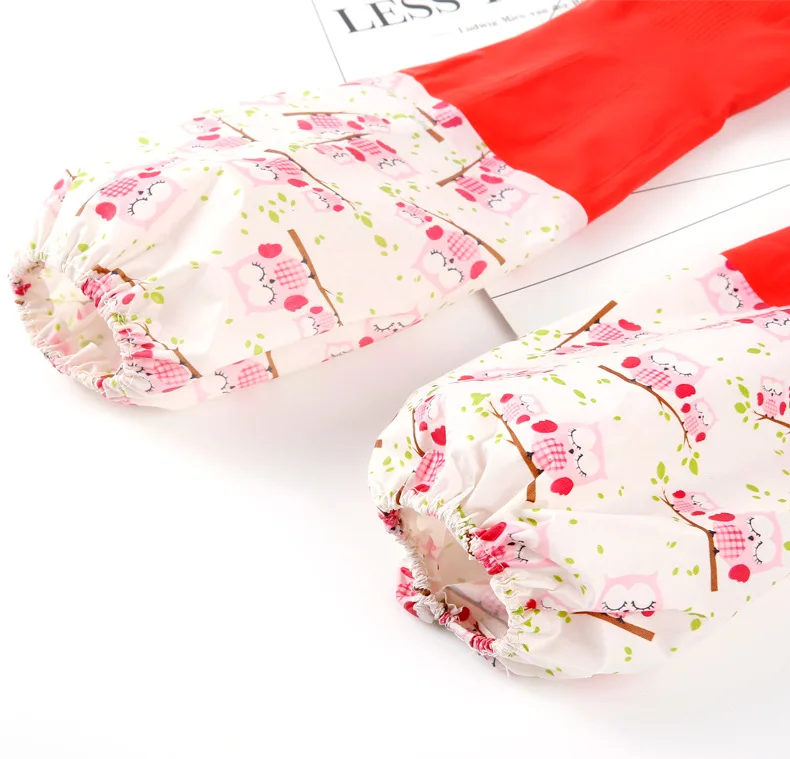 WENBO Lengthen plus Velvet Thick Warm Gloves plus Velvet Latex Gloves Thick Plastic Household Laundry Gloves