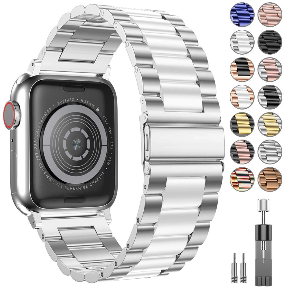 Ремешок из нержавеющей стали для apple watch 44 мм Iwatch series SE 6 5 4 3 2 1 Аксессуары браслета