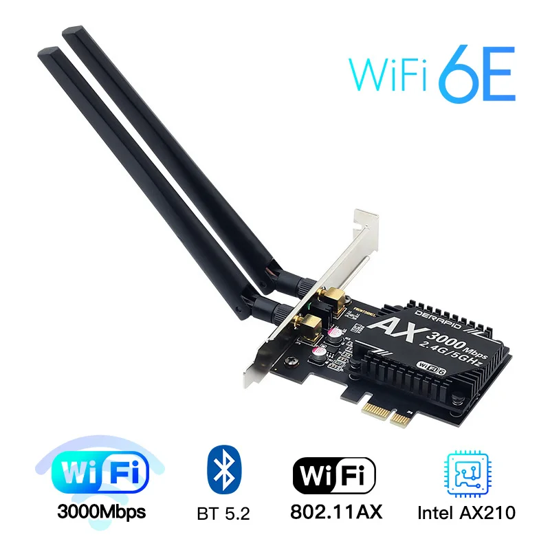 3000 Мбит/с двухдиапазонный WiFi6E Intel AX210 беспроводной настольный PCIe адаптер Bluetooth 5 2