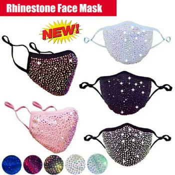 

Unisex Fashion Shining Rhinestone Decoration Elastic Mask Jewellery Dance Party Cosplay Night Club Crystal Masks Face Jewelry