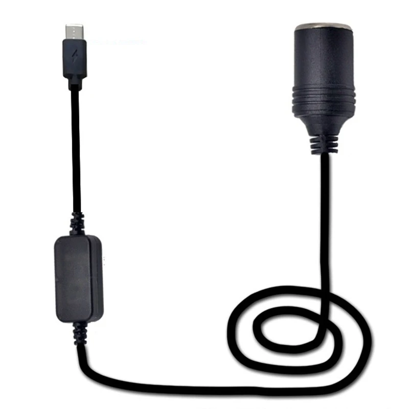 USB C tipo PD C macho a 12V enchufe de encendedor de coche hembra Step Up Cable para grabadora GPS conducir e-dog Car Fan