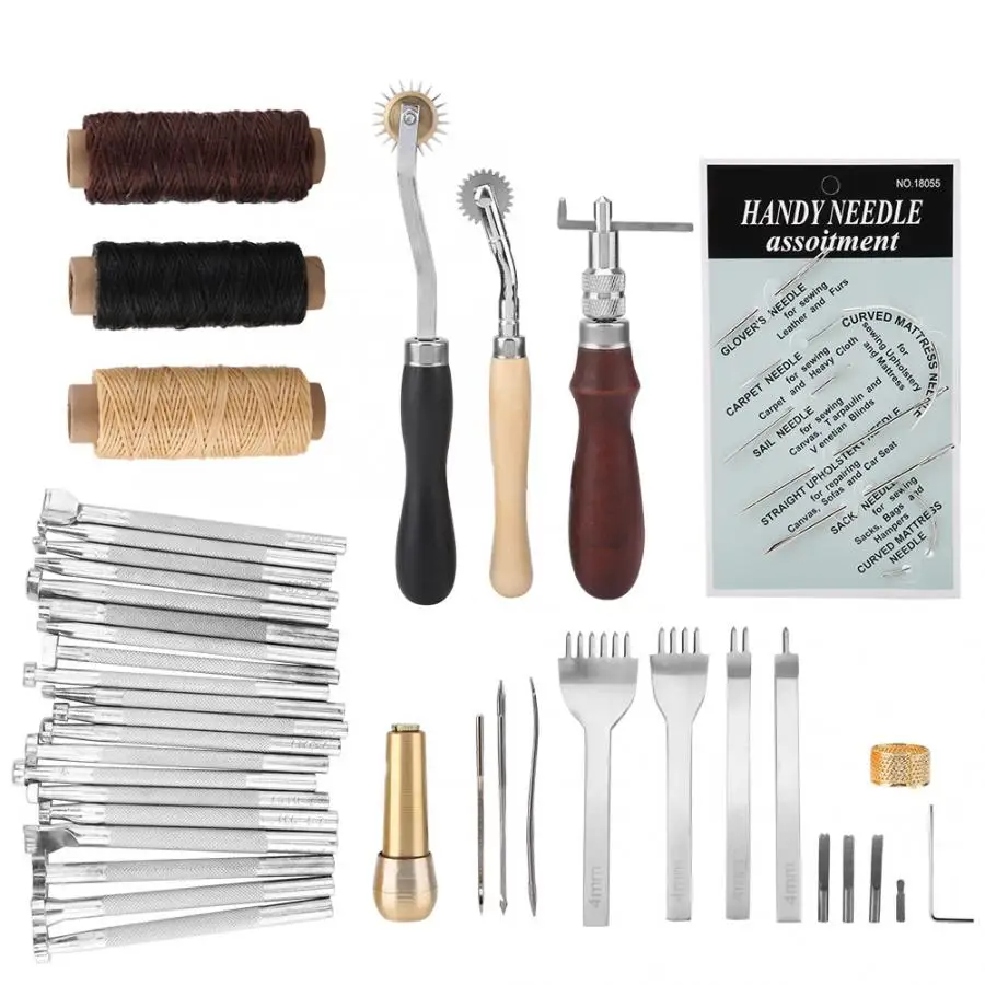 1 Set DIY Leather Craft Hand Tools Kit for Leathercraft Tool Sets for Clothing - Цвет: Белый