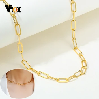

Vnox Trendy Miami Cuban Choker Necklaces for Women Gold Color Stainless Steel Party Birthday Gifts Jewelry 14.96"