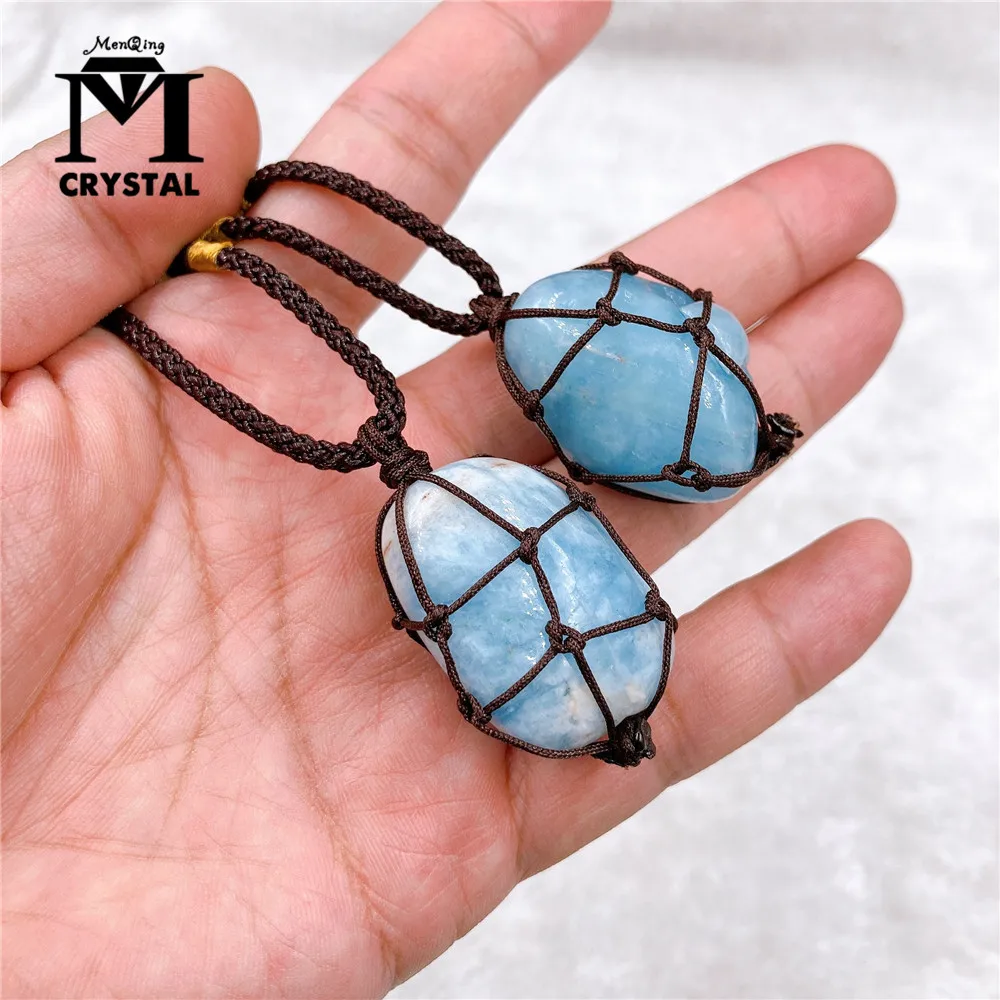 Кулон из натурального хрустального камня синий Аквамарин кварц для лечения