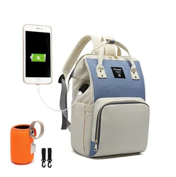 

Fashion New Nappy Backpack Bag USB Mummy Large Capacity Bag Mom Baby Waterproof Outdoor Travel Diaper Bags For Baby Care