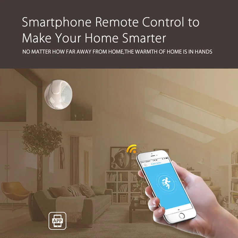KSLAIC Wifi PIR Motion Sensor Body Movement Wireless Infrared Detector Smart APP Control Home Security Burglar Alarm Sensor