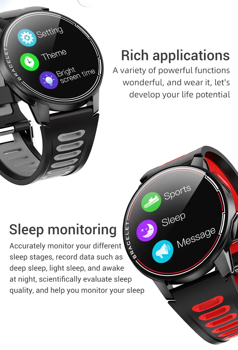 2020 New L6 Smart Watch Ip68 Waterproof Sport Men Women Fitness Tracker Heart Rate Monitor Smart Bracelet