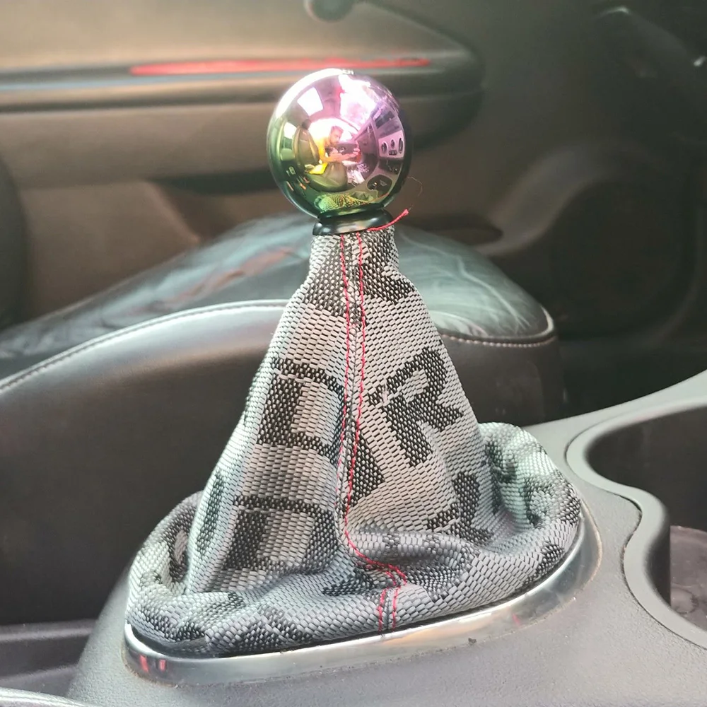 Style Bride Canvas Shift Boot Lever Knob Cover Racing Shift Knob Collars for Universal Car With Red Stitching
