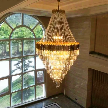 

New Large crystal chandelier in duplex building luxury hotel lobby engineering villa living room hollow chandelier