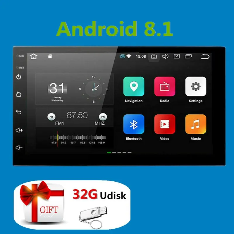 

2 Din Android Car Multimedia Player GPS Navigation HD Autoradio WiFi USB FM 2Din Car Audio Radio Stereo Backup Monitor 2 Din