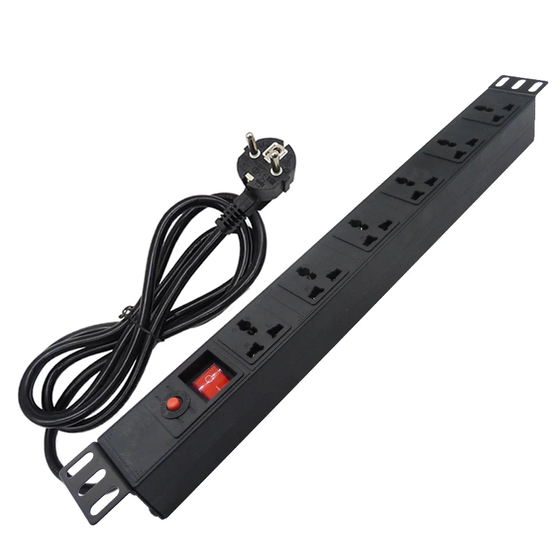 PDU шкаф Мощность полосы 6AC универсальный разъём гнездо 10A 250V 2500 Вт защита от