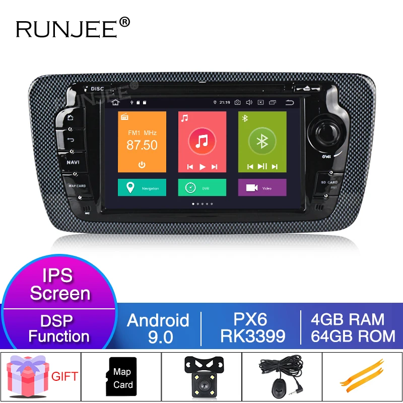 RUNJEE Android 9 0 PX6 4 Гб 64 ГБ Автомобильный DVD мультимедийный плеер для Seat Ibiza 6j 2009-2013 gps