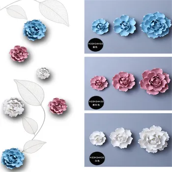 

Ceramic Flowers Crafts Decoration Creative Simulation Flower Wall Sticker 3D Stereo Wall Decor Home Walls Hanging Mural Ornament