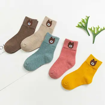 

5 Pairs Autumn Winter New Cartoon Children Socks Cotton Socks Baby Kids Socks Warm Animal Bear Star Cute Boys Girls Socks Sport
