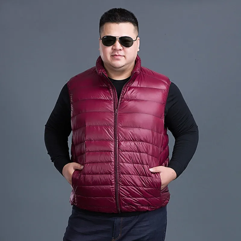 10XL модный жилет, ультра-светильник, теплая куртка, жилет без рукавов и воротника для мужчин, повседневное пальто, мужская куртка на утином пуху для зимы