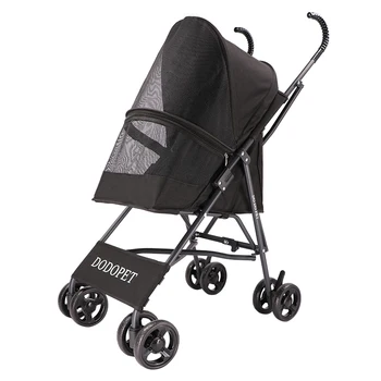 

Foldable Pet Stroller Portable Dog Cat Trolley with Large Mesh Window Breathable Pet Carrier Aluminum Frame 10kg Bearing