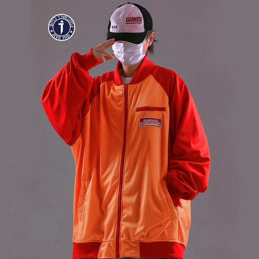 Retro americana para hombre, abrigo de bloqueo cremallera, de béisbol holgado informal de tamaño, camisetas de Manga, novedad de otoño|Chaquetas| - AliExpress