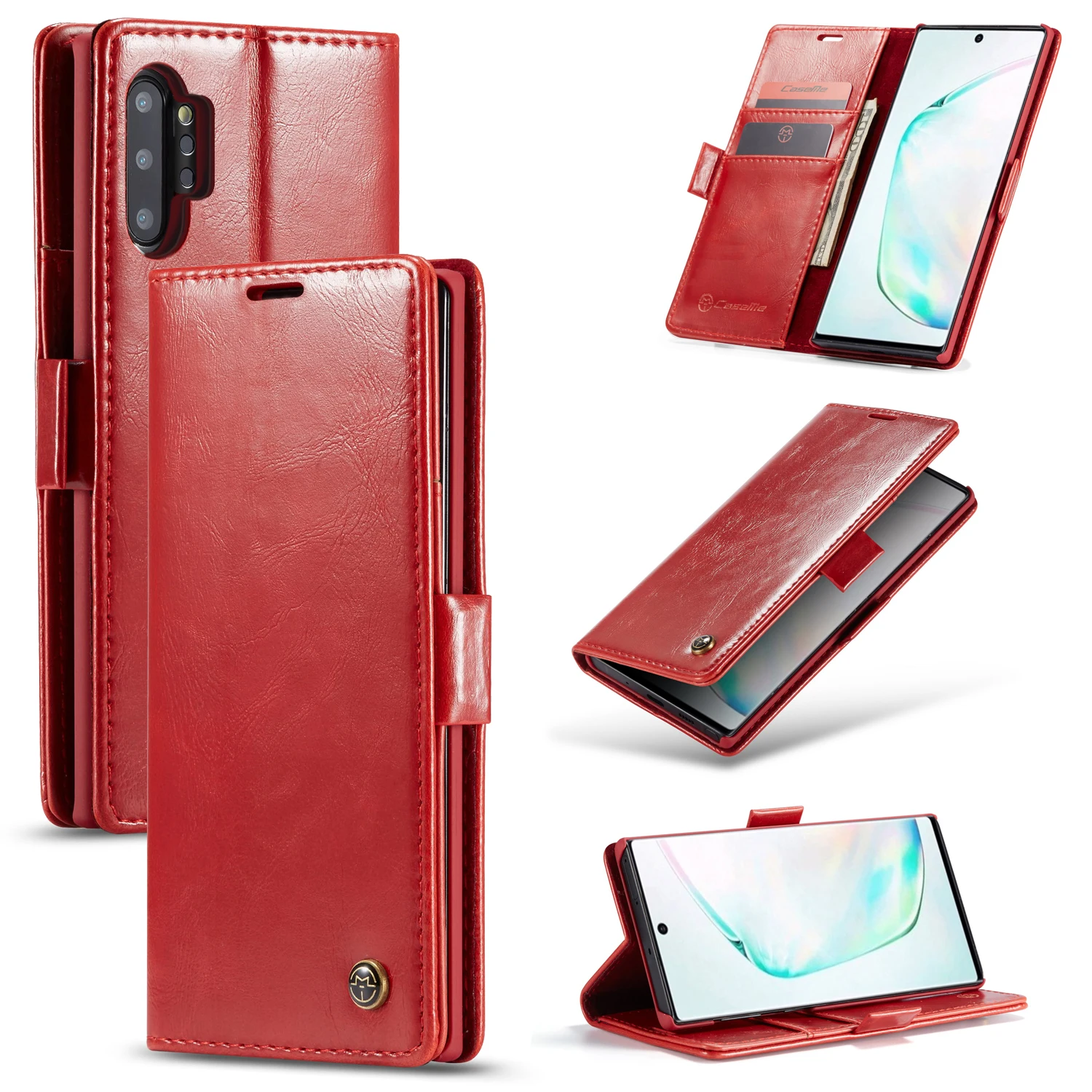 CASEME винтажный кожаный чехол-кошелек с подставкой для Note 8 9 10 Plus слот карт авто