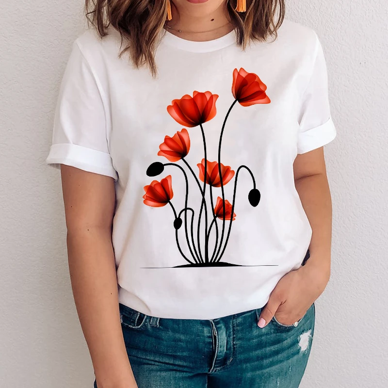 Oponerse a Subdividir levantar Camiseta de manga corta con estampado de flores para mujer, ropa con  estampado bonito de los años 90, Tops estampados, ropa para  mujer|Camisetas| - AliExpress