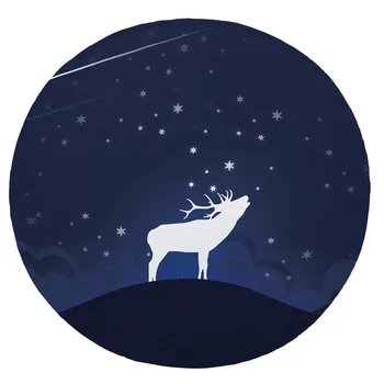 

Super Soft Plush Flannel Blanket White Deer Silhouette Blankets Round Throw Blanket for Beds