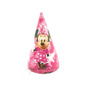 

8pcs/lot Disney Minnie Mouse Cartoon Disposable Paper Hats Girl Kids Baby Shower Favor Birthday Party Decorations Supplies Caps