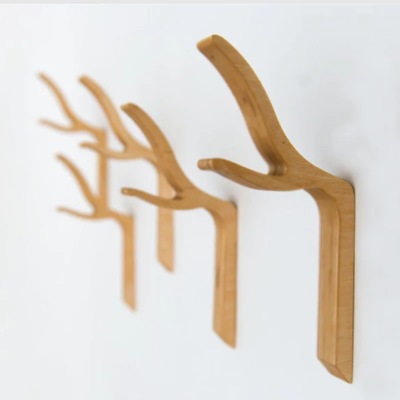 

Wood hook solid wood wall hanging wood creative hanging clothes hook fitting room shelf natural pattern