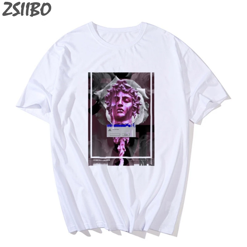 Забавная Мужская футболка Vaporwave статуя микеланжело Давида с принтом Харадзюку, футболка с коротким рукавом, Повседневная футболка, мужские топы, футболки - Цвет: Bai8