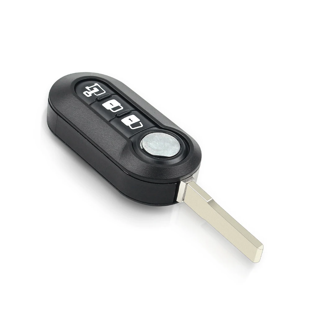 3 Buttons Rubber Pad Fob Flip Folding Blank Key Shell For Fiat 500 Panda Abarth Punto Remote Car Key Case