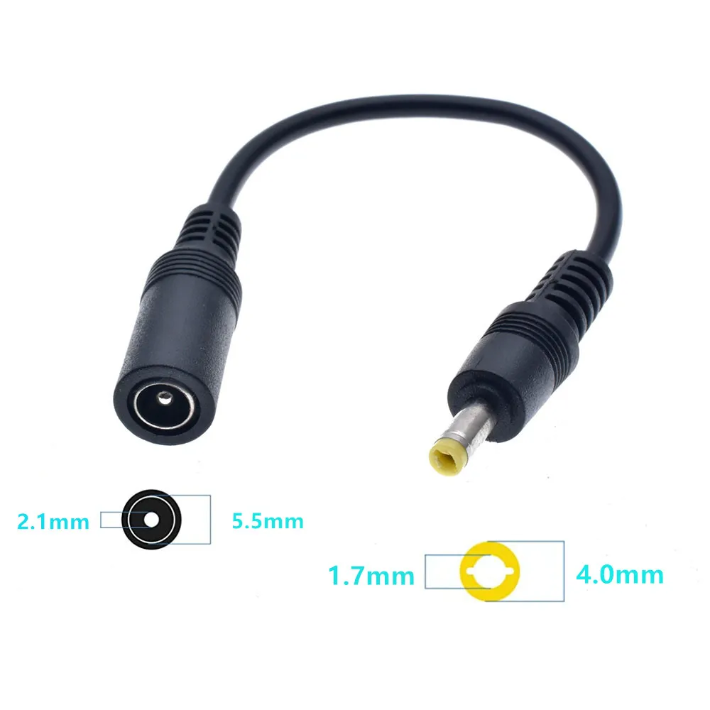 

10 шт. адаптер питания постоянного тока, переходник с разъемом 5,5 мм x 2,1 мм «мама» на штекер 4,0 мм x 1,7 мм «папа», адаптер постоянного тока, Конверсионный кабель
